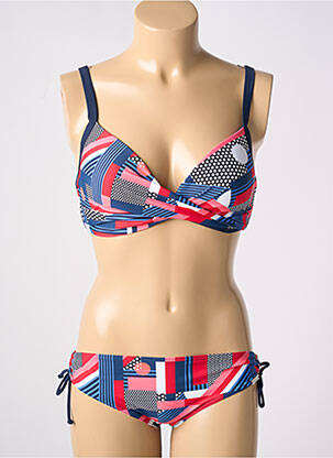 Maillot de bain 2 pièces stretch haut soutien-gorge emboitant bleu SUNMARIN femme