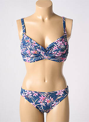 Maillot de bain 2 pièces stretch haut soutien-gorge emboitant bleu OLYMPIA femme