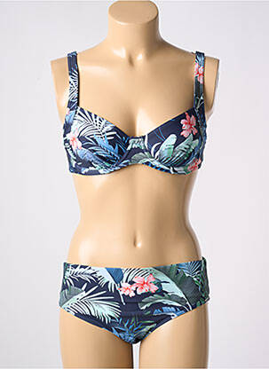 Maillot de bain 2 pièces stretch haut soutien-gorge balconnet bleu OLYMPIA femme