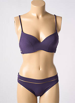 Maillot de bain 2 pièces stretch haut soutien-gorge emboitant violet GEMMA femme