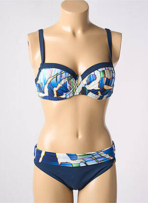 Maillot de bain 2 pièces stretch haut soutien-gorge balconnet bleu SUNFLAIR femme
