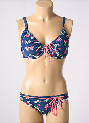 Maillot de bain 2 pièces stretch haut soutien-gorge emboitant bleu SUNMARIN femme