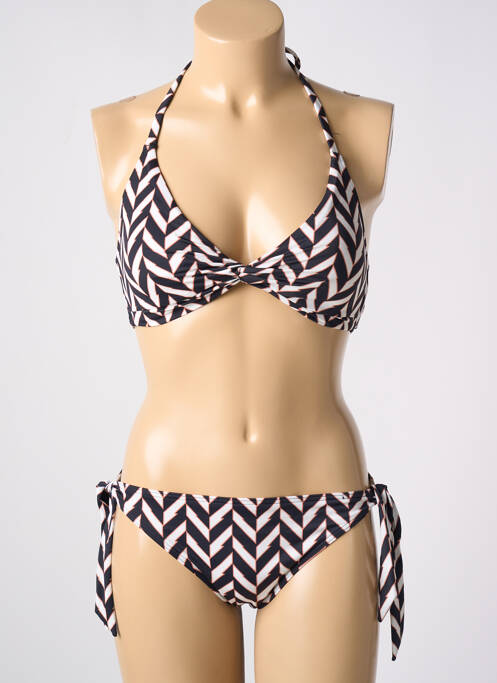 Maillot de bain 2 pièces stretch haut triangles noir OLYMPIA femme