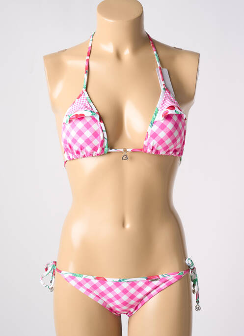 Maillot de bain 2 pièces stretch haut triangles rose BANANA MOON femme