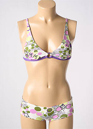 Maillot de bain 2 pièces stretch haut triangles violet CHERRY BEACH femme