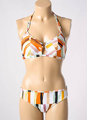 Maillot de bain 2 pièces stretch haut triangles orange FREYA femme
