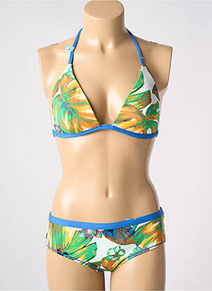 Maillot de bain 2 pièces stretch haut triangles bleu CHERRY BEACH femme