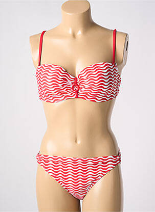 Maillot de bain 2 pièces stretch haut soutien-gorge balconnet rouge CHERRY BEACH femme