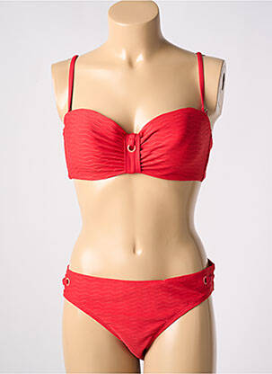 Maillot de bain 2 pièces stretch haut soutien-gorge balconnet rouge CHERRY BEACH femme