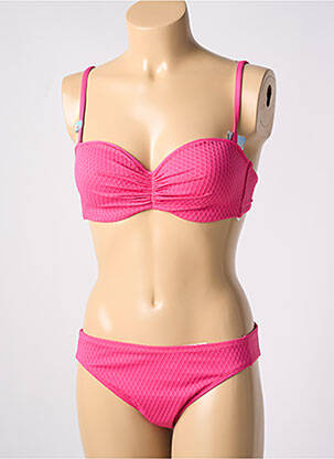 Maillot de bain 2 pièces stretch haut soutien-gorge balconnet rose CHERRY BEACH femme