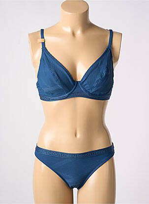 Maillot de bain 2 pièces stretch haut soutien-gorge emboitant bleu CHERRY BEACH femme