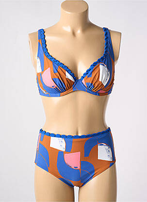 Maillot de bain 2 pièces stretch haut soutien-gorge emboitant bleu CHANTELLE femme