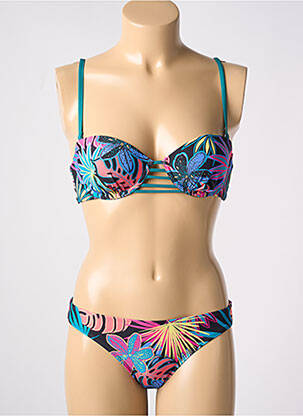 Maillot de bain 2 pièces stretch haut bandeau bleu CHERRY BEACH femme