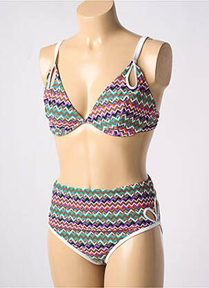 Maillot de bain 2 pièces stretch haut triangles blanc PASSIONATA femme