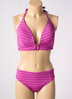 Maillot de bain 2 pièces stretch haut triangles violet GEMMA femme