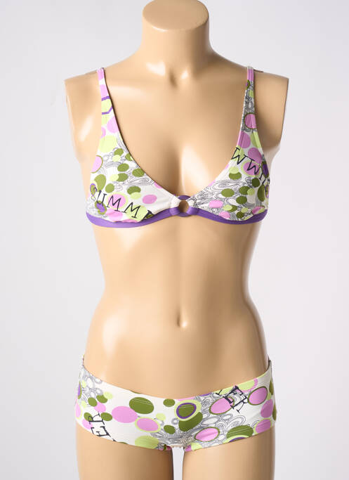 Maillot de bain 2 pièces stretch haut triangles violet CHERRY BEACH femme