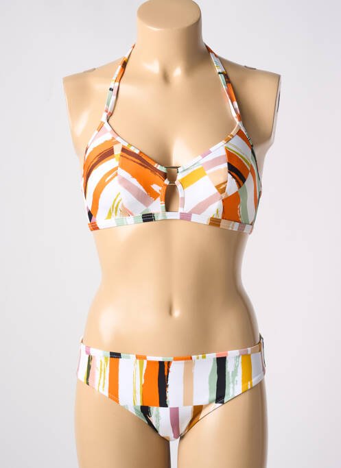Maillot de bain 2 pièces stretch haut triangles orange FREYA femme