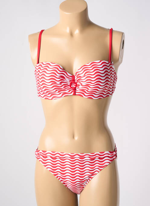Maillot de bain 2 pièces stretch haut soutien-gorge balconnet rouge CHERRY BEACH femme