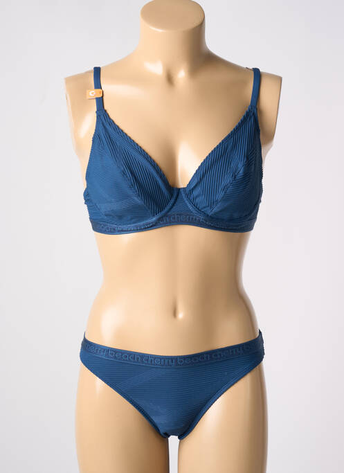 Maillot de bain 2 pièces stretch haut soutien-gorge emboitant bleu CHERRY BEACH femme