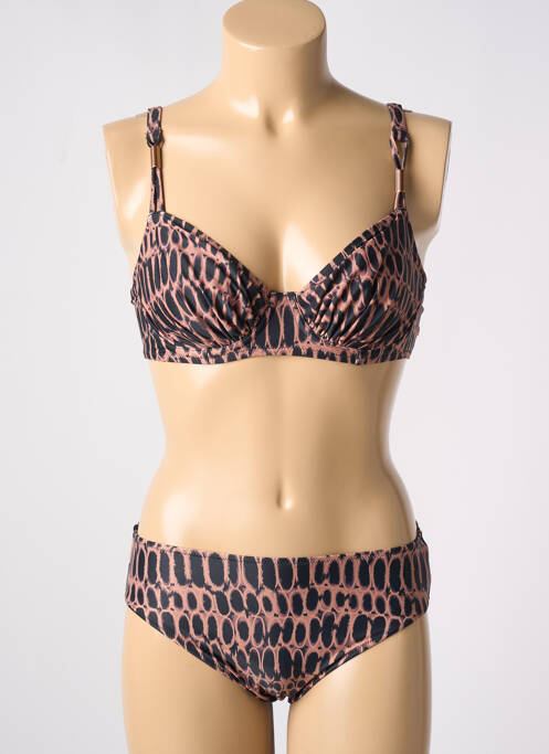 Maillot de bain 2 pièces stretch haut soutien-gorge balconnet marron FANTASIE femme
