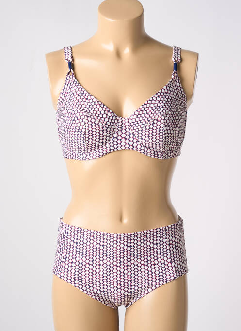 Maillot de bain 2 pièces stretch haut soutien-gorge emboitant blanc FEMILET femme