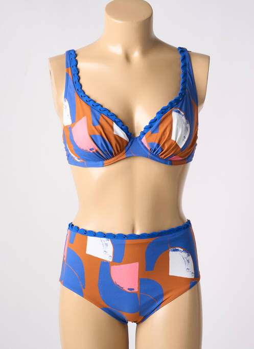 Maillot de bain 2 pièces stretch haut soutien-gorge emboitant bleu CHANTELLE femme