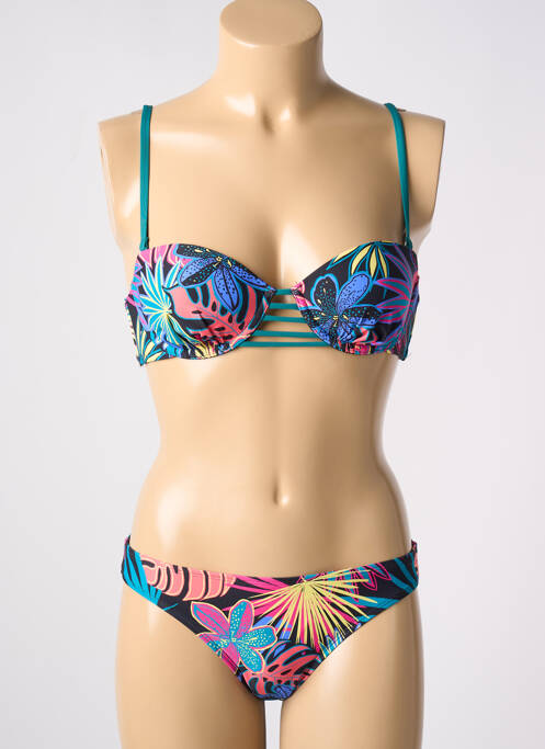Maillot de bain 2 pièces stretch haut bandeau bleu CHERRY BEACH femme