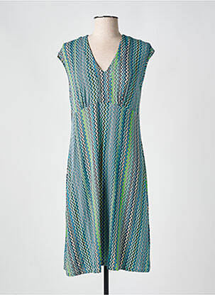 Robe longue imprimé fantaisie sans manche bleu CHERIE LINE femme