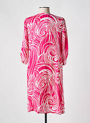 Robe mi-longue coupe fluide manches 3/4 rose BARANDI femme