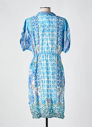 Robe mi-longue imprimé fantaisie manches courtes bleu VANIA femme