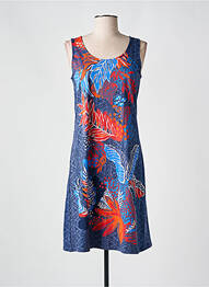 Robe mi-longue imprimé fantaisie sans manche bleu MASSANA femme
