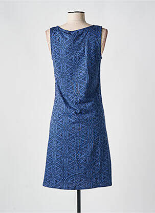 Robe mi-longue imprimé fantaisie sans manche bleu MASSANA femme