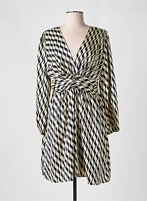 Robe mi-longue imprimé fantaisie manches longues noir LILI & LALA femme
