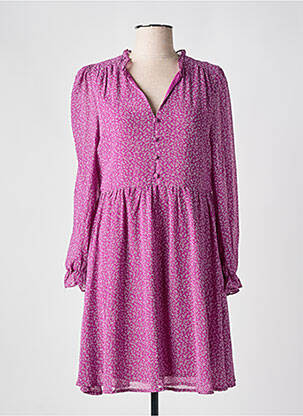 Robe courte manches longues manches longues rose ANDY & LUCY femme