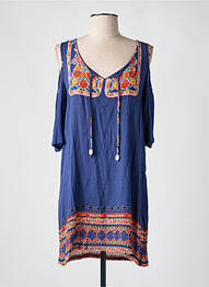 Robe courte manches courtes manches courtes bleu SENORETTA femme