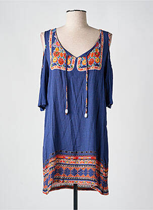 Robe courte manches courtes manches courtes bleu SENORETTA femme