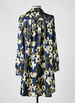 Robe courte coupe fluide manches longues bleu IKOONE&BIANKA femme