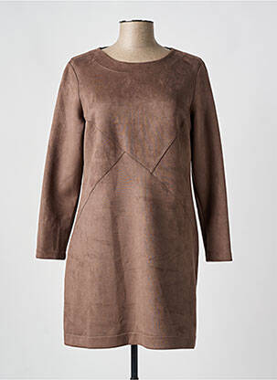 Robe courte manches longues manches longues marron SISTTER femme