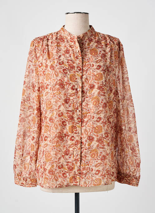 Chemisier imprimé fantaisie manches longues orange ANDY & LUCY femme