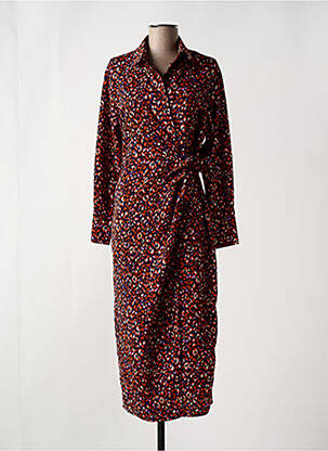 Robe mi-longue manches longues manches longues orange PAPILLONNE femme