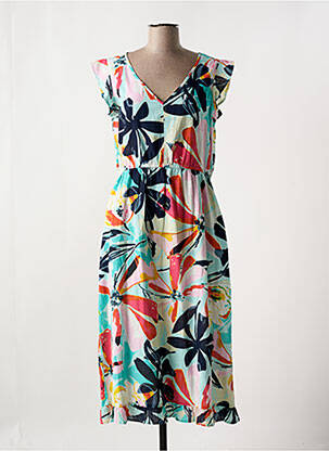 Robe longue manches courtes manches courtes bleu SENORETTA femme