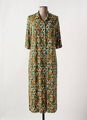 Robe mi-longue manches 3/4 manches 3/4 vert BARANDI femme