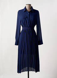 Robe mi-longue manches longues manches longues bleu ANDY & LUCY femme