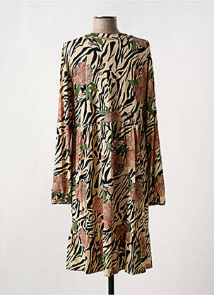 Robe mi-longue manches longues manches longues beige RINGELLA femme