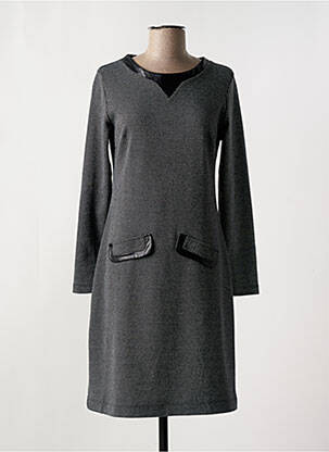 Robe mi-longue imprimé fantaisie manches longues noir SISTTER femme