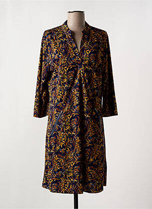 Robe mi-longue imprimé fleurs manches 3/4 bleu VEGAS femme
