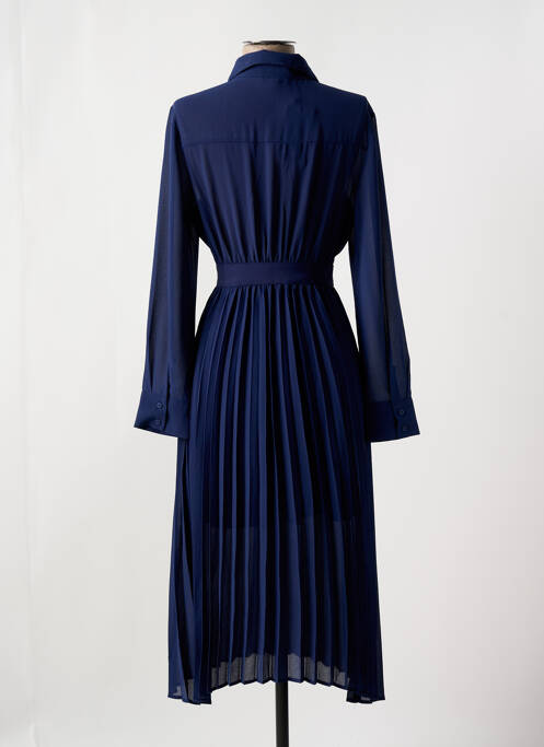 Robe mi-longue manches longues manches longues bleu ANDY & LUCY femme