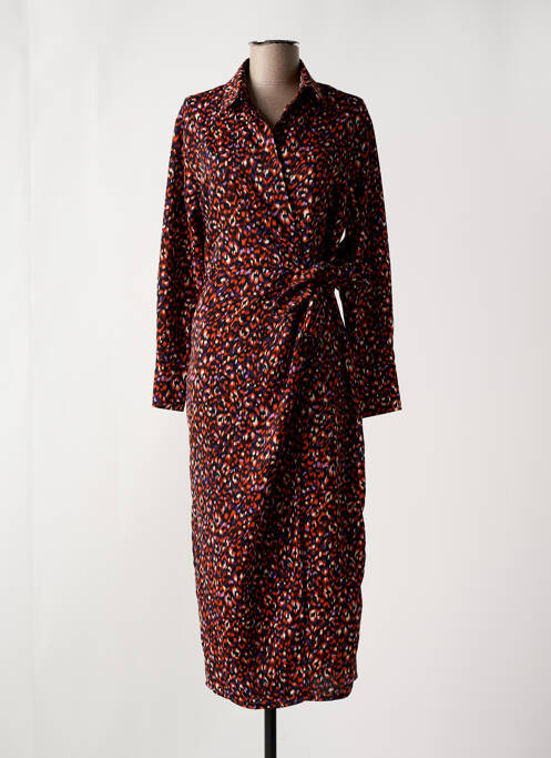 Robe mi-longue orange PAPILLONNE pour femme