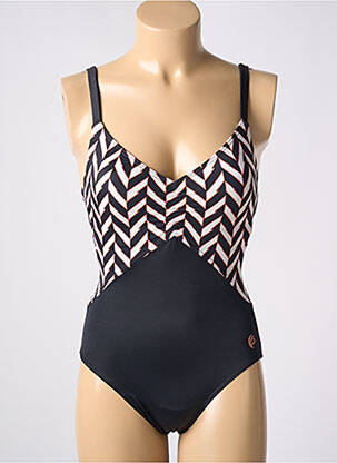 Maillot de bain 1 pièce imprimé fantaisie haut soutien-gorge moulé noir OLYMPIA femme