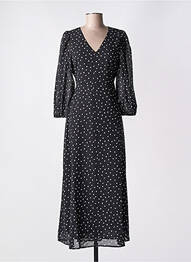 Robe longue tissage crêpe manches 3/4 noir KAFFE femme